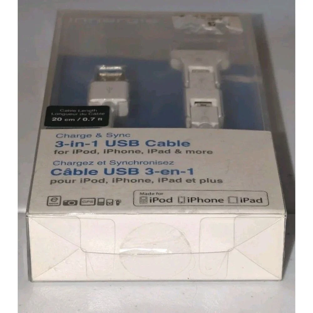 Innergie Magic Cable Trio 3-in-1 USB Charge Sync 30-Pin Micro Mini New Sealed